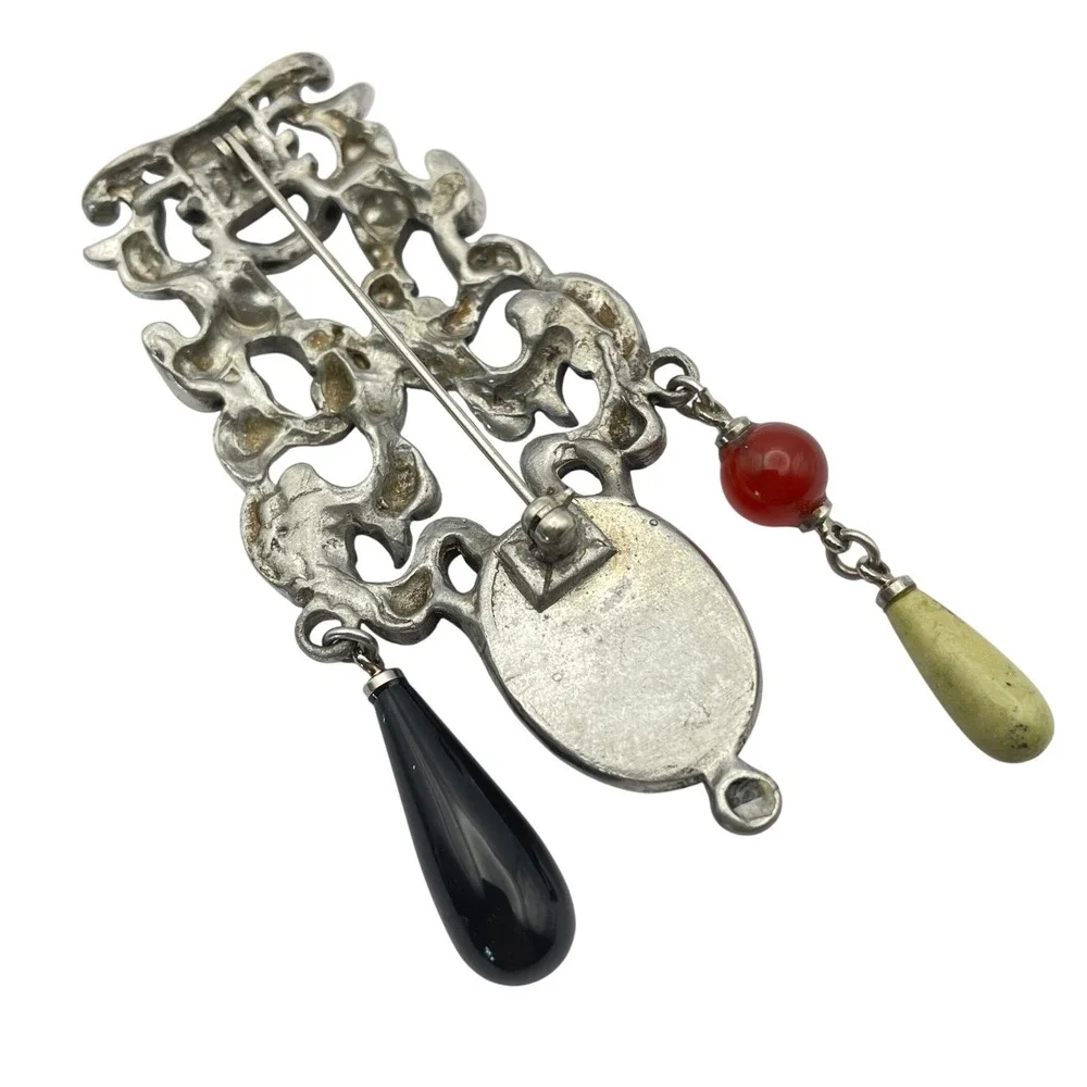 Vintage Modernist Millefiori Brooch and Clip On Earring‎ Set Statement Jewelry